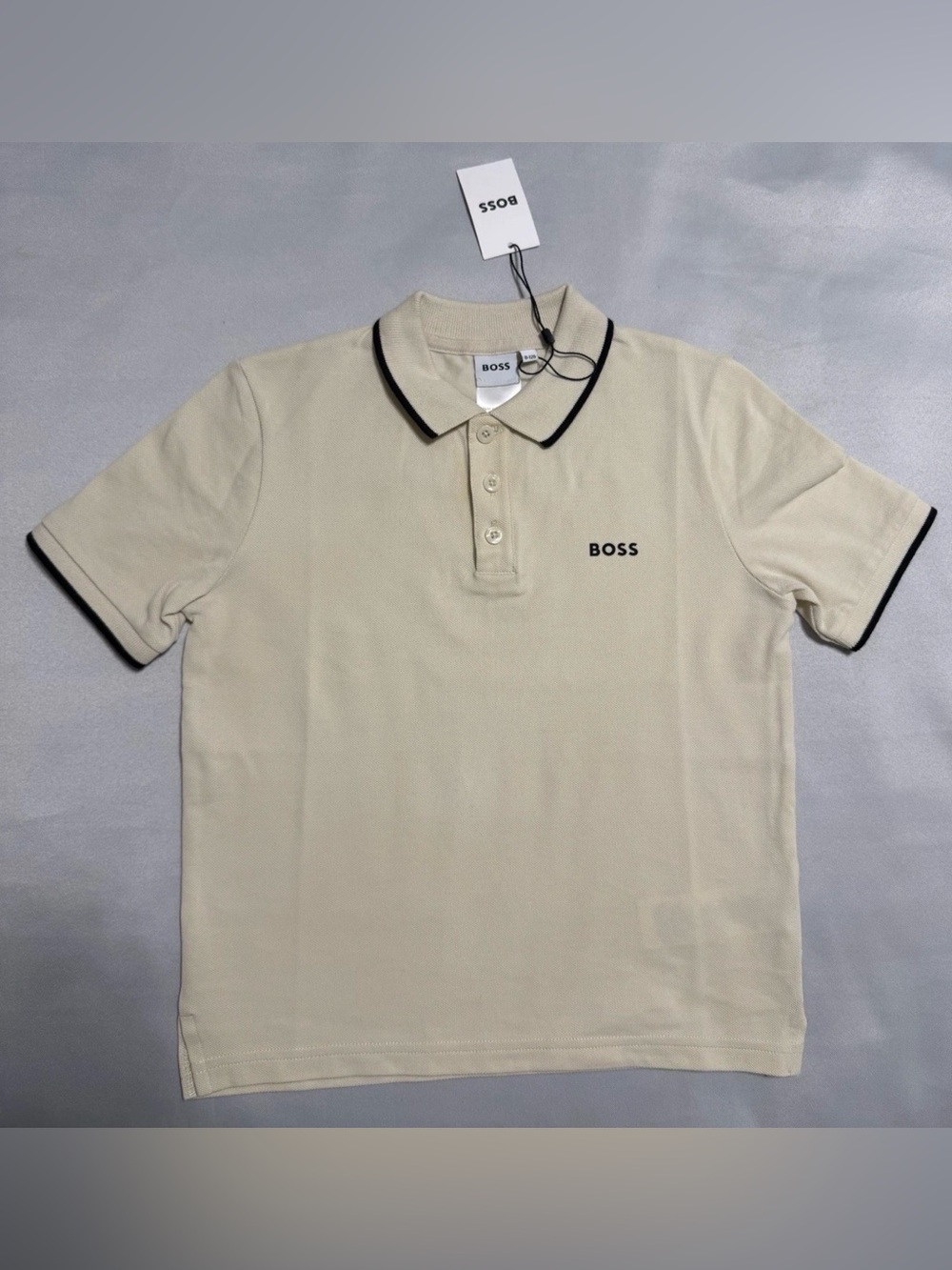 BOSS Kids' Tipped Cotton Piqué Polo. Size - 8A